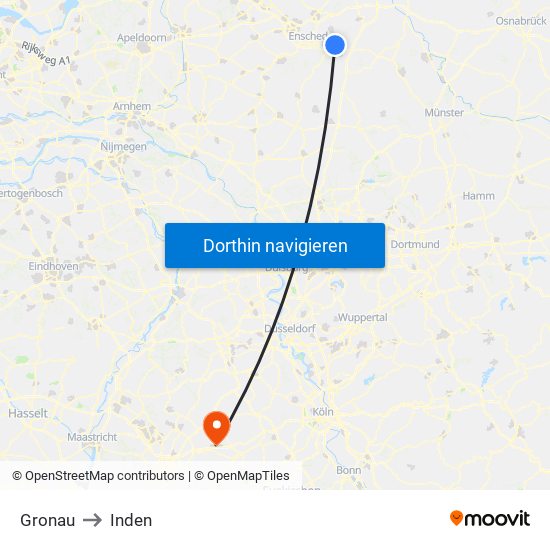 Gronau to Inden map