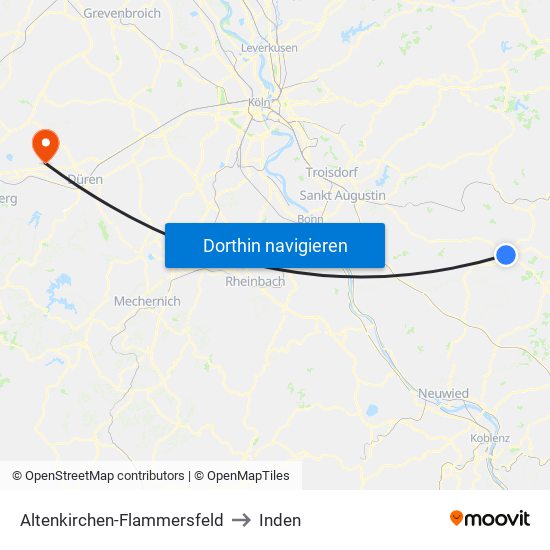 Altenkirchen-Flammersfeld to Inden map