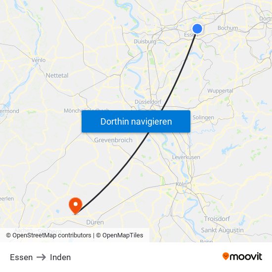 Essen to Inden map