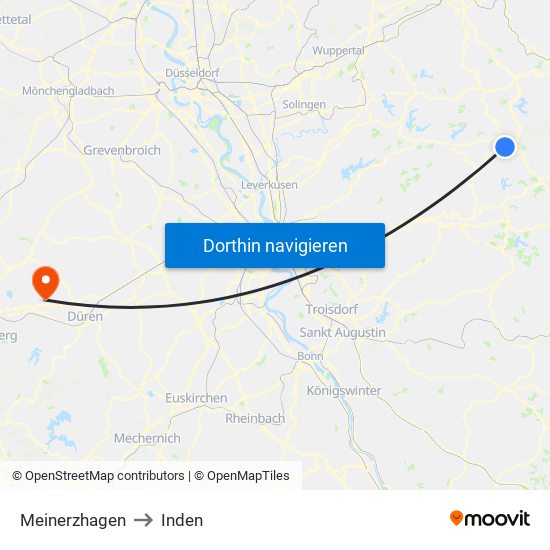 Meinerzhagen to Inden map