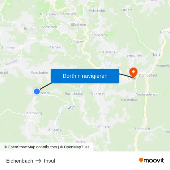 Eichenbach to Insul map