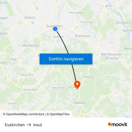 Euskirchen to Insul map