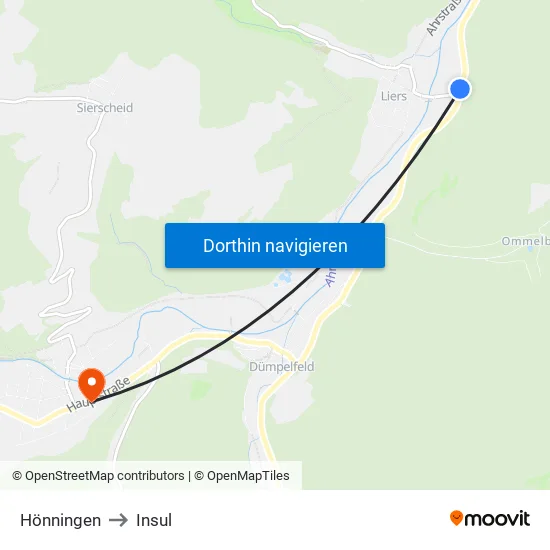 Hönningen to Insul map