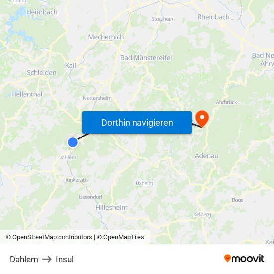 Dahlem to Insul map