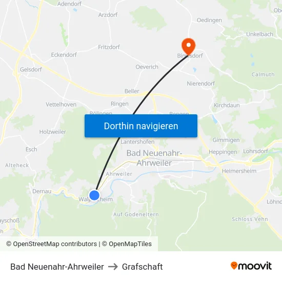 Bad Neuenahr-Ahrweiler to Grafschaft map