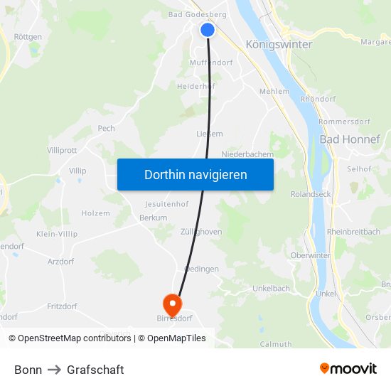 Bonn to Grafschaft map