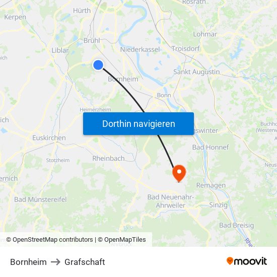 Bornheim to Grafschaft map