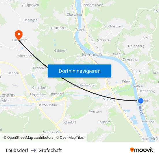 Leubsdorf to Grafschaft map
