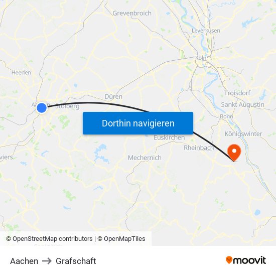 Aachen to Grafschaft map