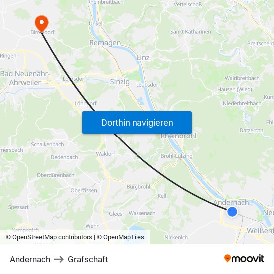 Andernach to Grafschaft map