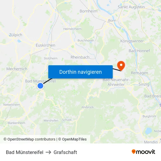 Bad Münstereifel to Grafschaft map