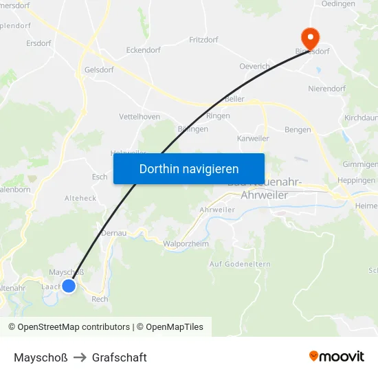 Mayschoß to Grafschaft map