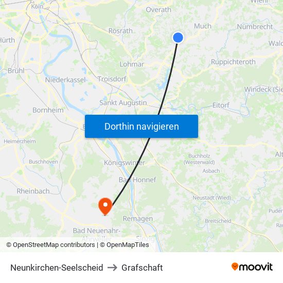 Neunkirchen-Seelscheid to Grafschaft map