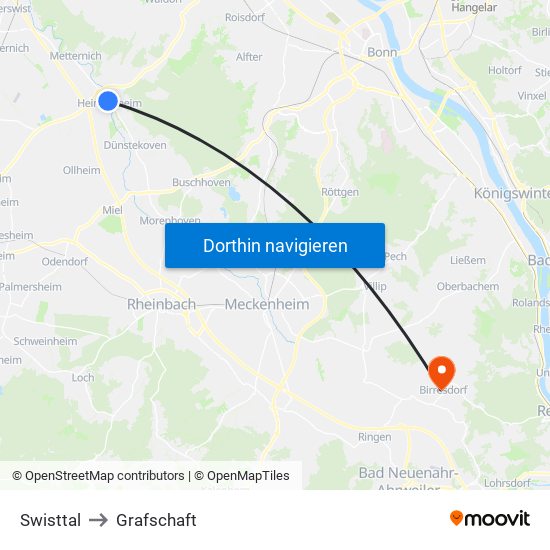 Swisttal to Grafschaft map