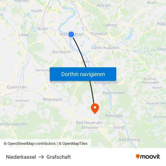 Niederkassel to Grafschaft map