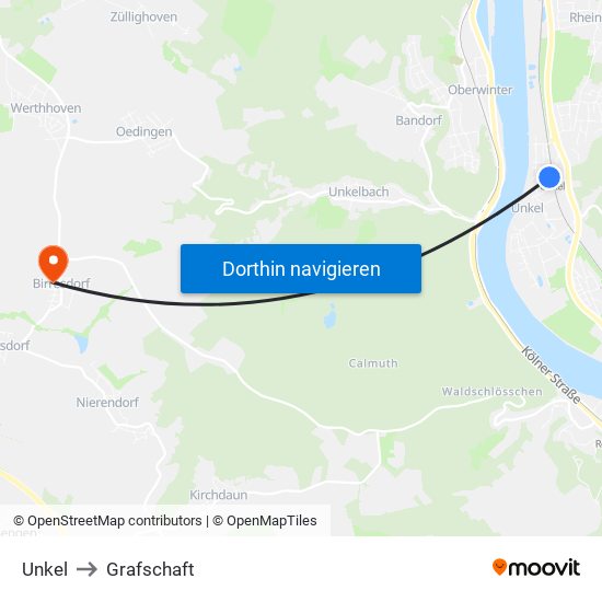 Unkel to Grafschaft map