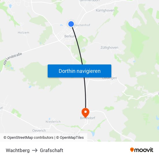 Wachtberg to Grafschaft map