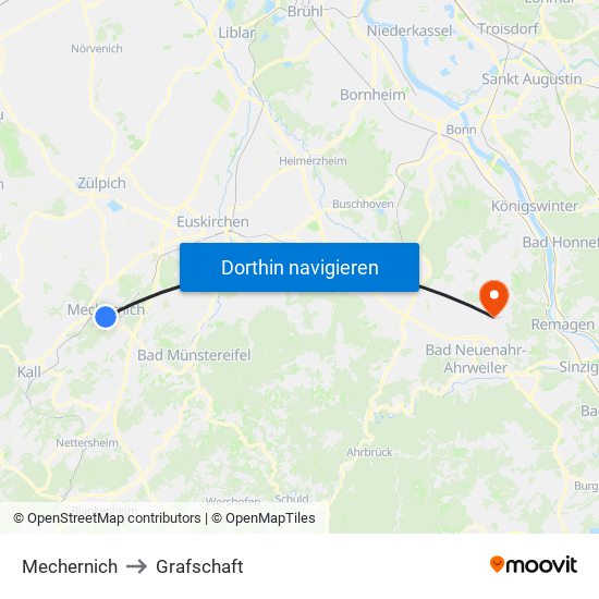 Mechernich to Grafschaft map