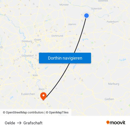 Oelde to Grafschaft map