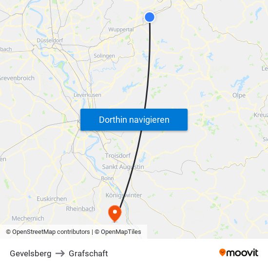 Gevelsberg to Grafschaft map