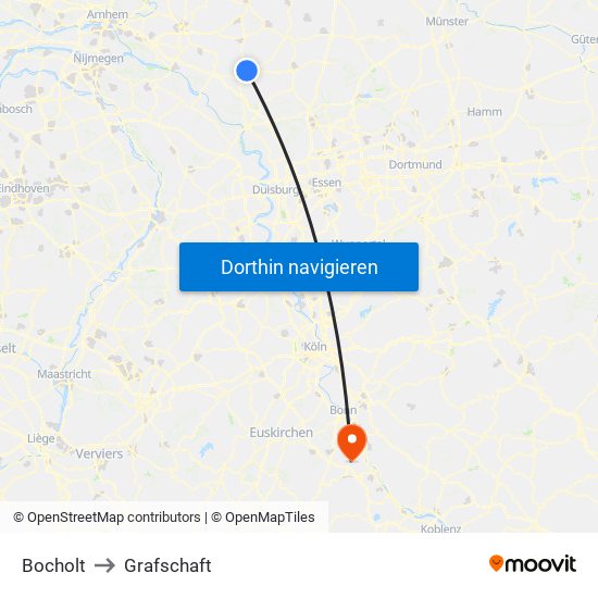 Bocholt to Grafschaft map