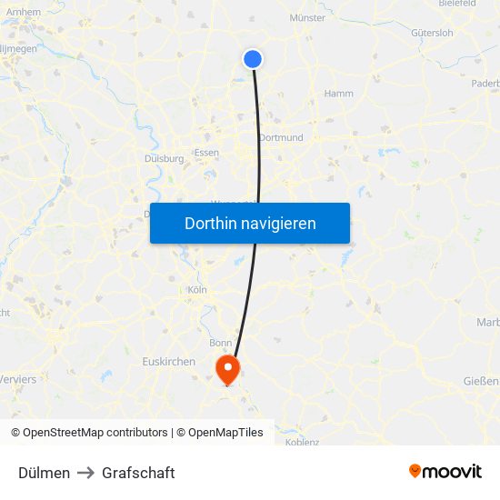 Dülmen to Grafschaft map