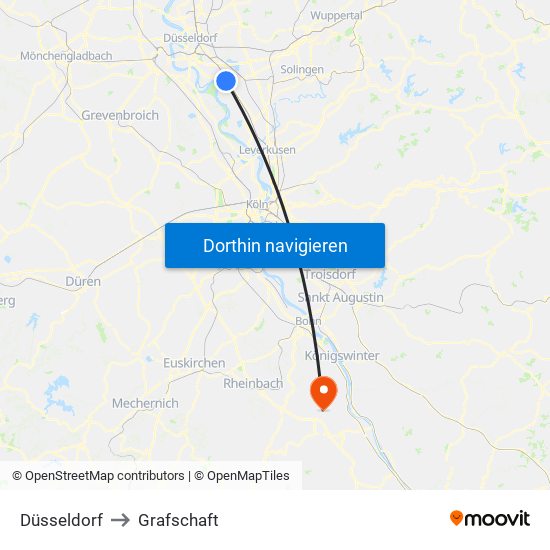 Düsseldorf to Grafschaft map