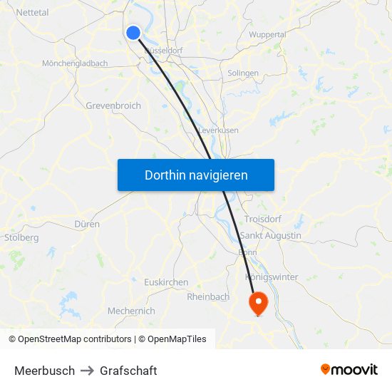 Meerbusch to Grafschaft map