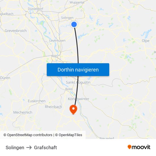 Solingen to Grafschaft map