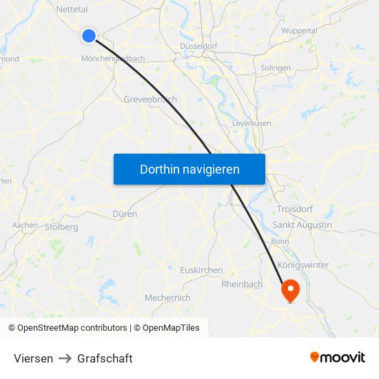 Viersen to Grafschaft map