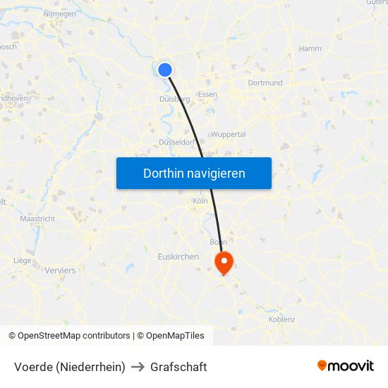 Voerde (Niederrhein) to Grafschaft map