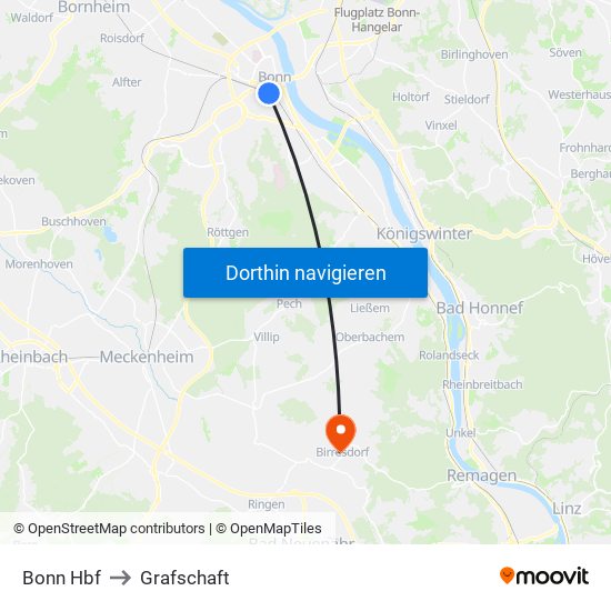 Bonn Hbf to Grafschaft map