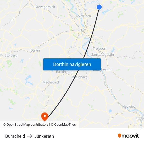 Burscheid to Jünkerath map