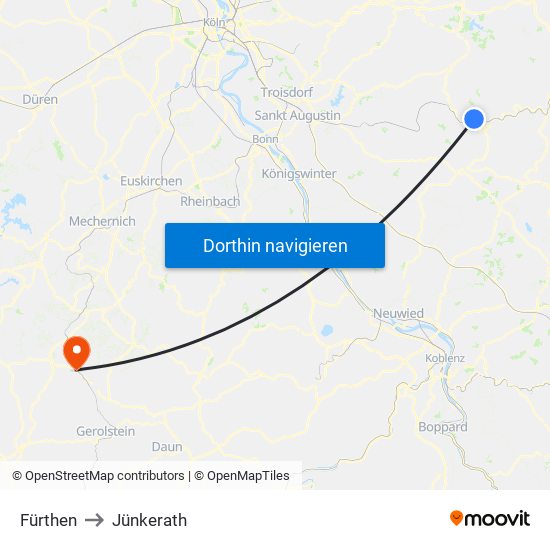 Fürthen to Jünkerath map