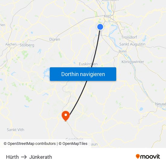 Hürth to Jünkerath map