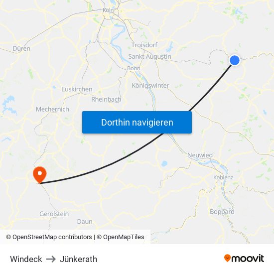 Windeck to Jünkerath map