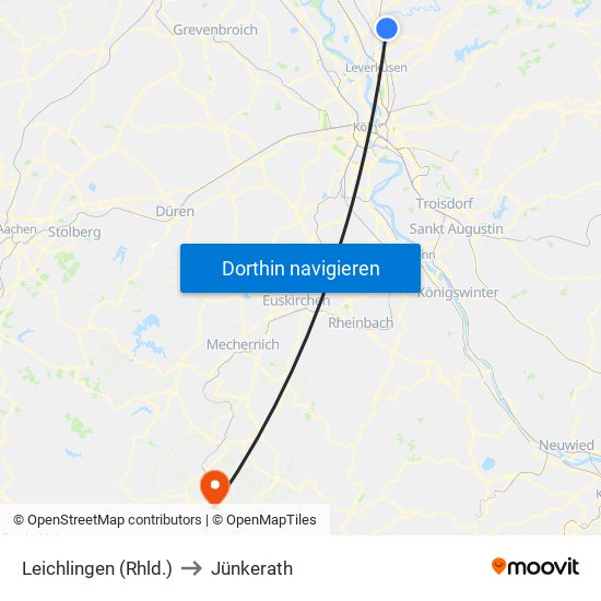 Leichlingen (Rhld.) to Jünkerath map