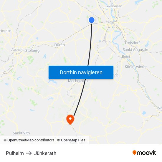 Pulheim to Jünkerath map