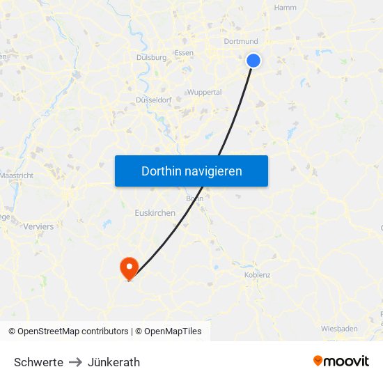 Schwerte to Jünkerath map