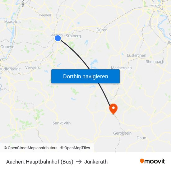 Aachen, Hauptbahnhof (Bus) to Jünkerath map