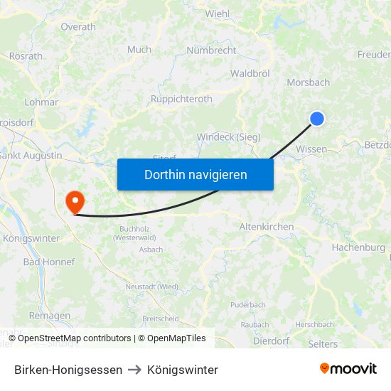 Birken-Honigsessen to Königswinter map