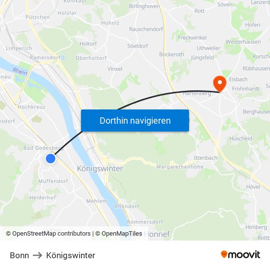 Bonn to Königswinter map