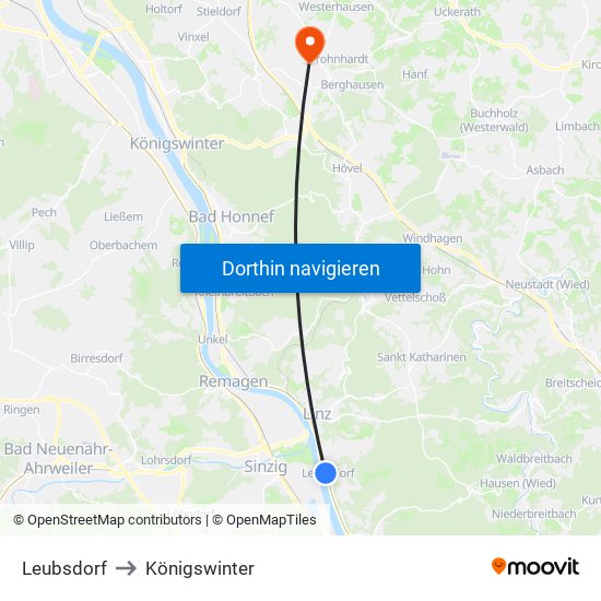 Leubsdorf to Königswinter map