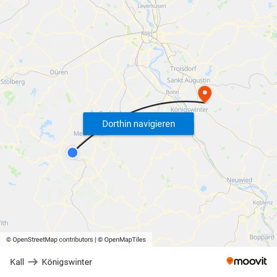Kall to Königswinter map