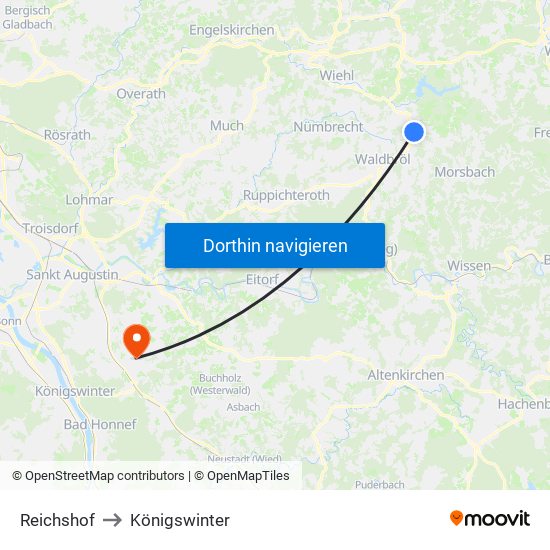 Reichshof to Königswinter map