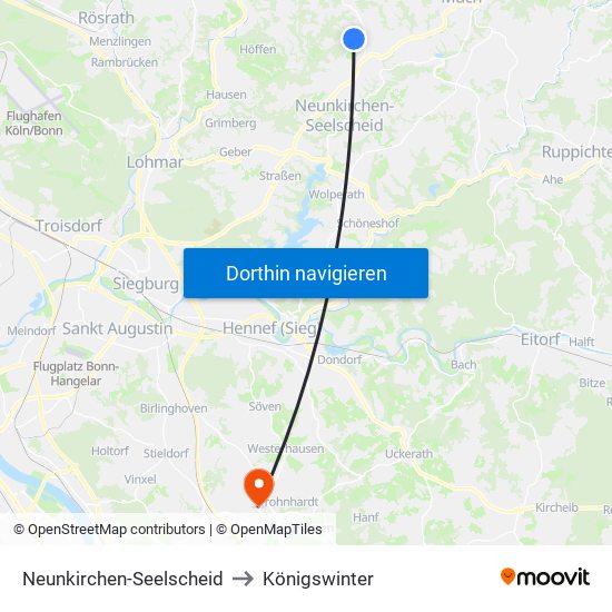 Neunkirchen-Seelscheid to Königswinter map