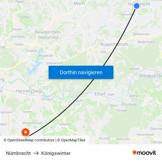 Nümbrecht to Königswinter map