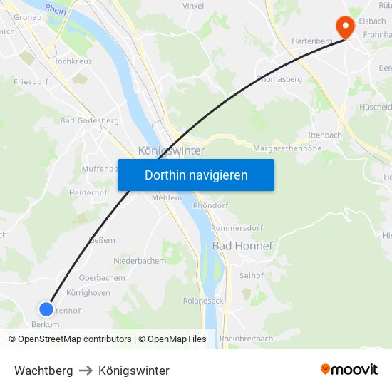 Wachtberg to Königswinter map