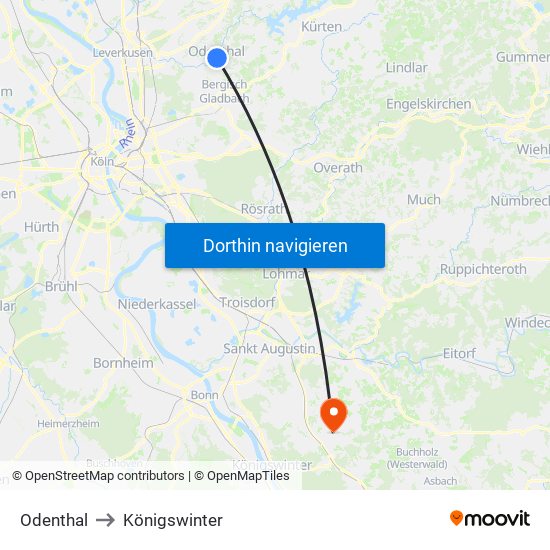 Odenthal to Königswinter map
