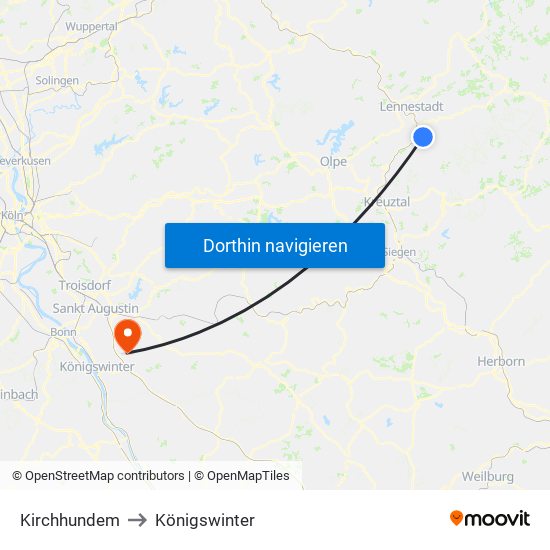Kirchhundem to Königswinter map